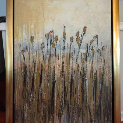 Framed Grass Painting On Canvas