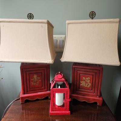 Red Asian Lamps And Decor