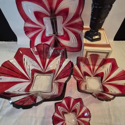Glass Bowls, Platter and Vase