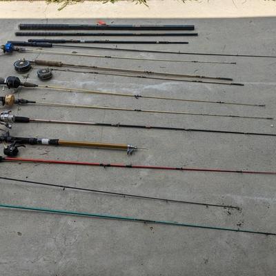 Fishing Pole Lot With Fly Fishing Pole And Reel