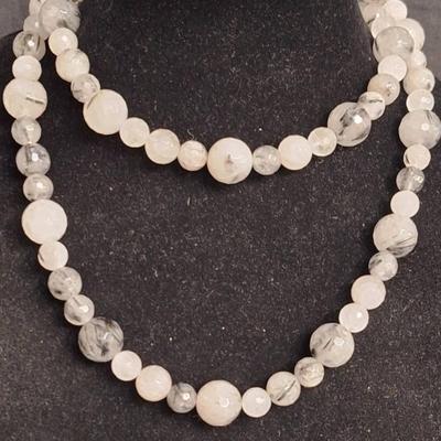 Jay King Black & White Rutilated Quartz Necklace 