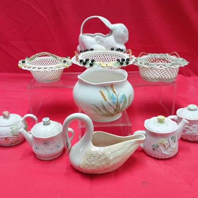 Vintage Beleek Latticed China Baskets And More
