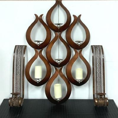 Tear Drop Copper Candle Holder W/ Sconces 