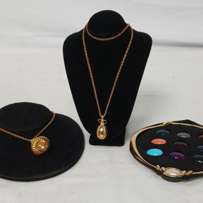 Joan Rivers Interchangable Stone Choker & Egg Pendants 