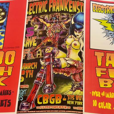 Electric Frankenstein Tattoo Flash Books & Signed Poster 