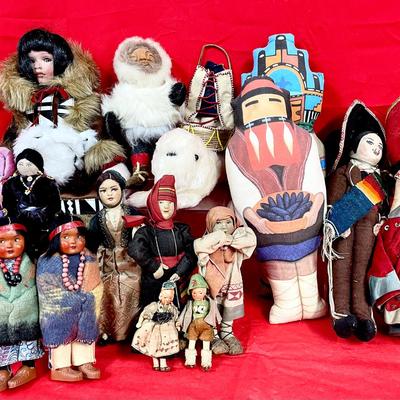Multicultural Handmade Figurines, Kachinas & Porcelain Doll