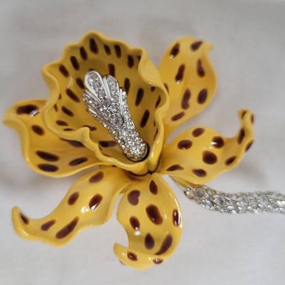 Kenneth Jay Lane Yellow Orchid Brooch