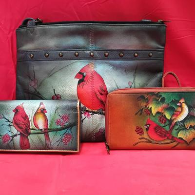 Handcrafted & Handpainted Anuschka Robin Genuine Leather Handbags 