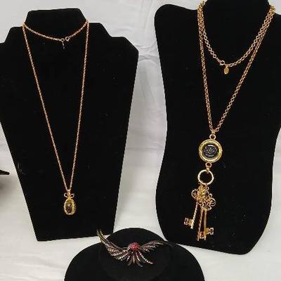 Joan Rivers Faberge Egg Necklace- Hummingbird Pin +