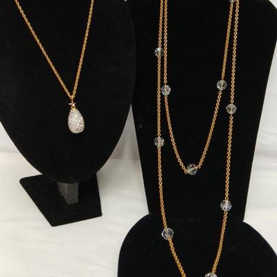 Joan Rivers Rhinestone Egg and Opera Length Gold & Crystal