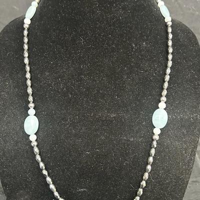 Sterling Silver, Hematite And Gemstone Necklace.
