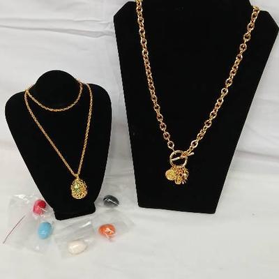 Joan Rivers Interchangable Egg Necklace and Charm Necklace