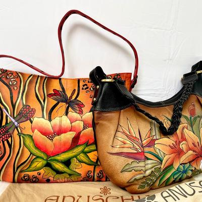 Anuschka Hand-painted Leather Bags With Lilies, Dragonflies & More