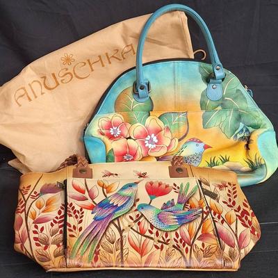 2 Anuschka Hand Painted Leather Purses