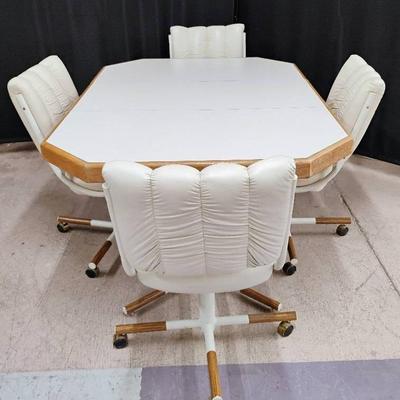 Dinner Table w/Leaf and Four Dinner Table Chairs Made In Mexico. 