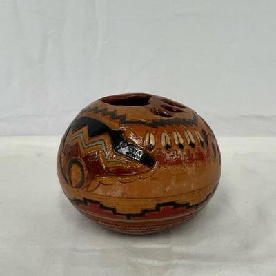 Navajo Bear Claw Signed Seed Pot
