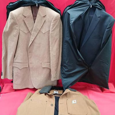 Joseph A Bank Two Piece Slate Gray Suit W/ Carhartt Duck Jacket