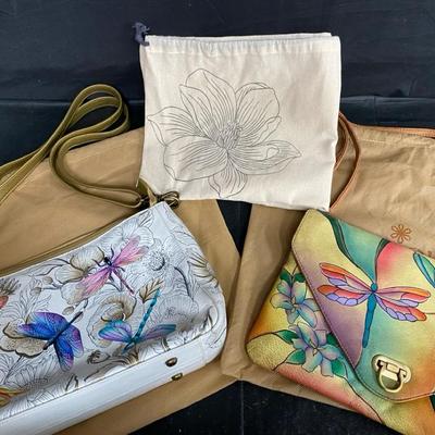 Handcrafted & Handpainted Anuschka Dragonfly Handbags