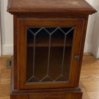 Wood End Table With Glass Door