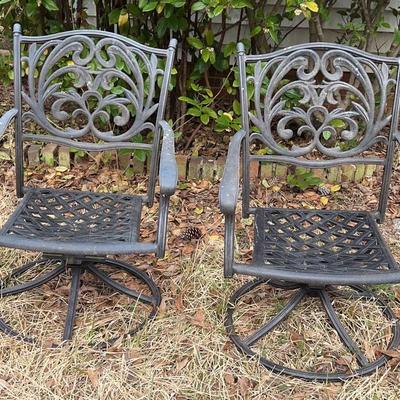 2 Metallic Black Outdoor Patio Chairs