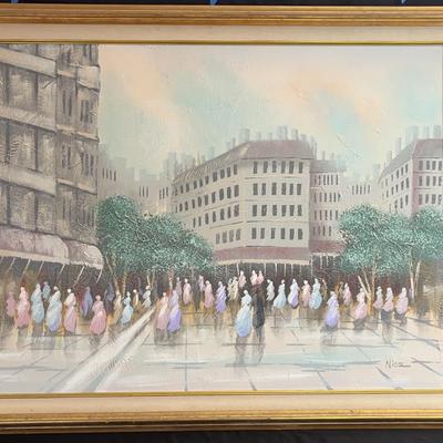 Framed And Matted Paris Street Scene