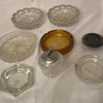 Crystal Table Lighter And Ashtrays