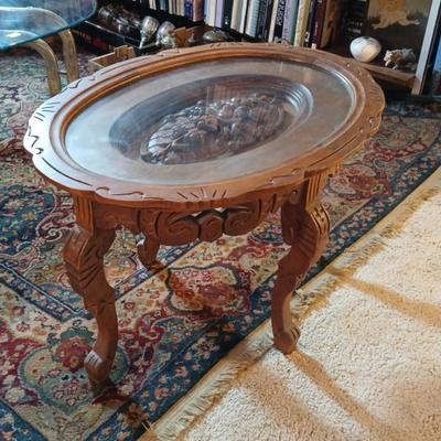 Vintage Victorian Style Tea Table, Butler's Glass Top