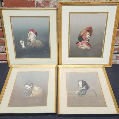 GORGEOUS COLLECTION OF FOUR CHINESE SILK EMBROIDERED GENRE PORTRAITS 