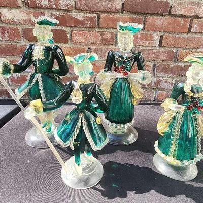 GLASS VENETIAN MEN AND WOMEN FIGURINES POSSIBLY MURANO