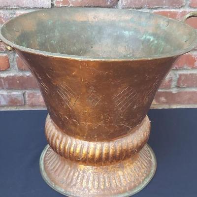 DECORATIVE DINANT WROUGHT COPPER PAIL