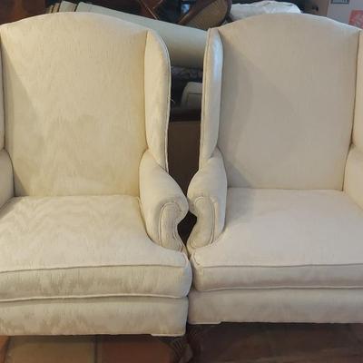 PAIR OF WING BACK CHAIRS 