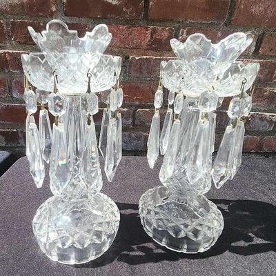 PAIR OF WATERFORD CRYSTAL GLASS CANDLE HOLDERS