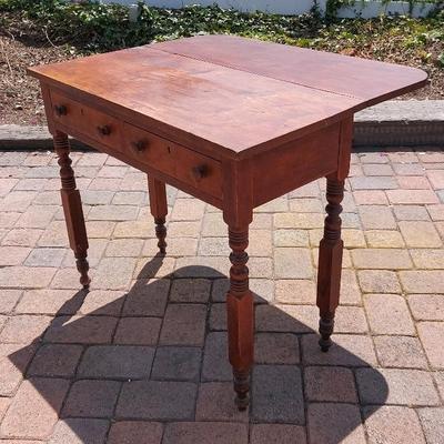 DROP LEAF WOODEN TABLE WITH DRAWERS 