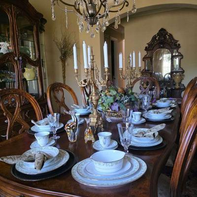 Absolutely gorgeous formal dining table and Noritake "Princeton" dinnerware.  
