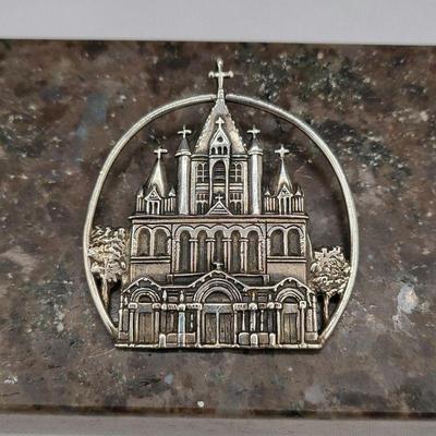 Vintage Sterling Silver Church Pendant Brooch - De Matteo
