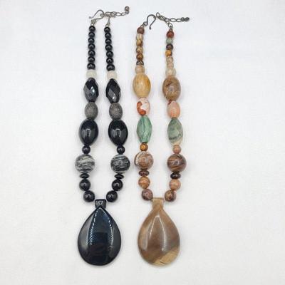 Jay King Beaded Agate Necklace Duo
