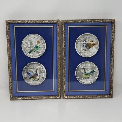 1960's 'Le Arpie Gentili' Framed Coasters By Piero Fornasetti
