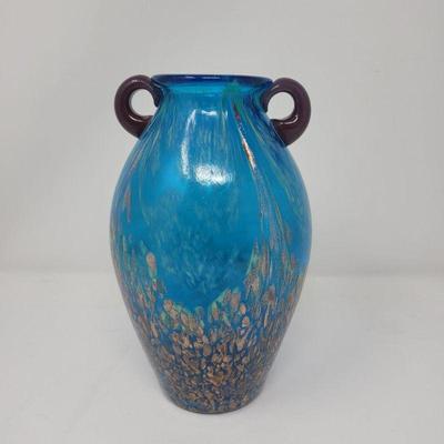 Dale Tiffany Styling Favrile Speckled Copper & Blue Glass Vase