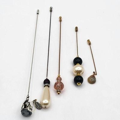 Hat Pins - Cameo, Faux Pearl, Beads, Agate	