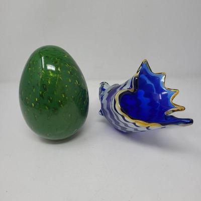 Decorative Colored Glass - Egg & Cornucopia