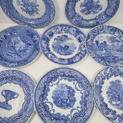 Spode Blue Room Transferware Plates (8)