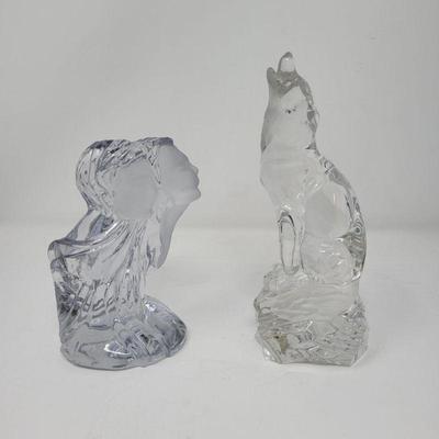 Crystal Ice Sculptures - Lenox Wolf and Deco Couple