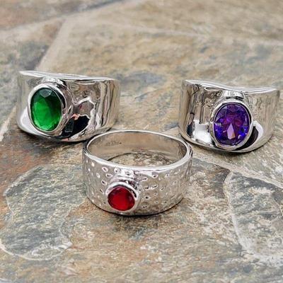 Created Stone Silverplated Rings - Thailand