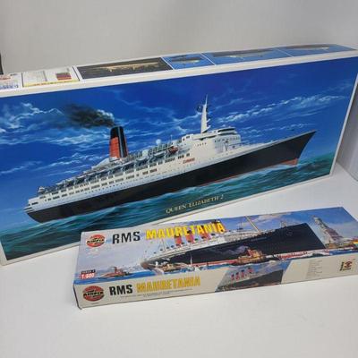 Rare Complete Gunze Dangyo Queen Elizabeth 2 Ship & RMS Mauretania