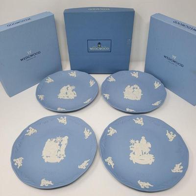 Four Blue Wedgewood Christmas Plates 1997-2000