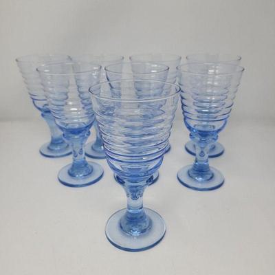 Vintage Libbey Harlequin Sirrus Blue 7-Inch Globlets