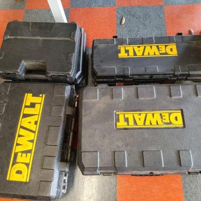 A variety of DeWalt power tools