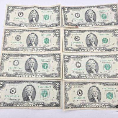 #1501 • (8) $2 Bills Series 1976
