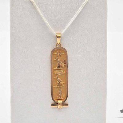 #631 • 18k Gold Egyptian Hieroglyphs Pendant, 4.09g

