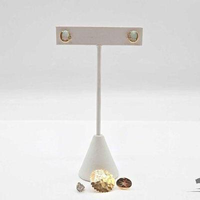 #761 • 14k Gold Diamond & Opal Earrings, 4.03g
